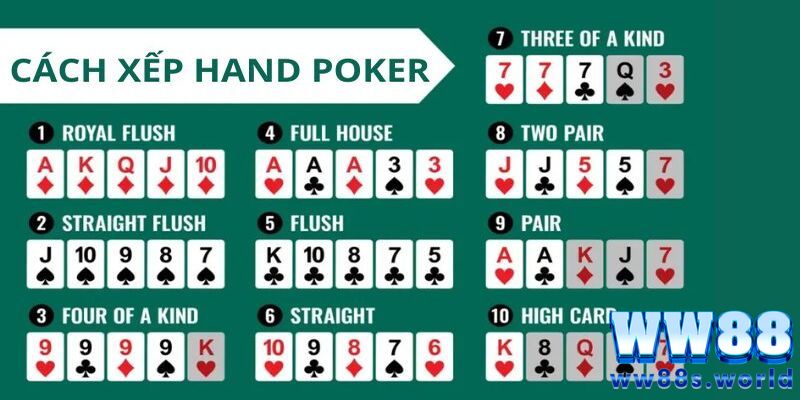 Poker Tại WW88 Hướng Dẫn Chi Tiết Cách Chơi Cho Newbie 5 Cách xếp hạng khi chơi bài poker online